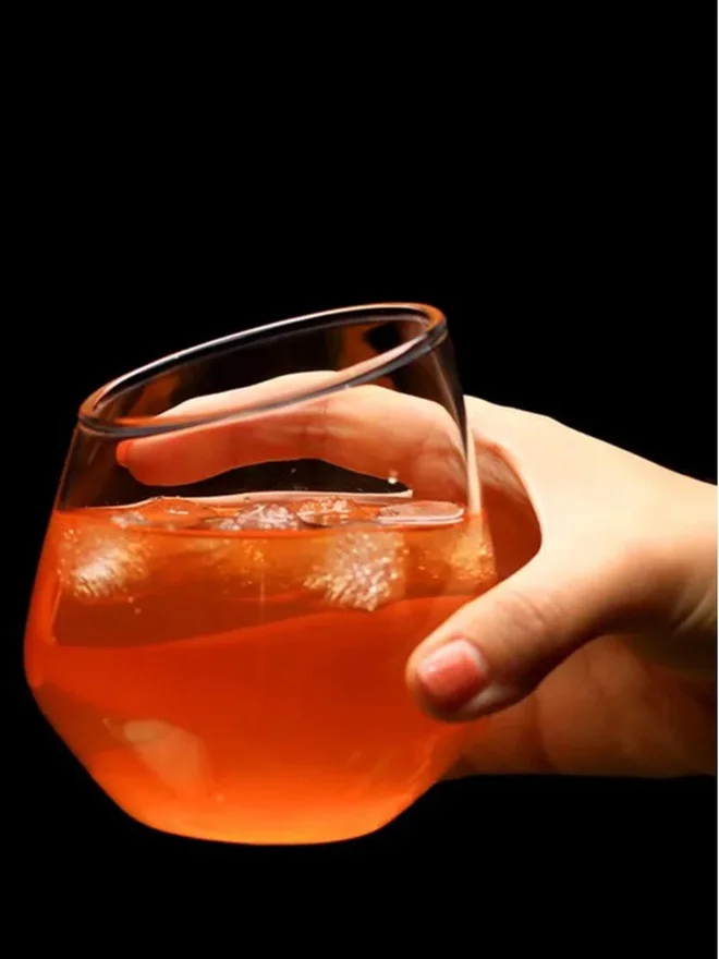 1Chase 1CHASE Set of 4 - Borosilicate Slanted Crystal Glass 350ml